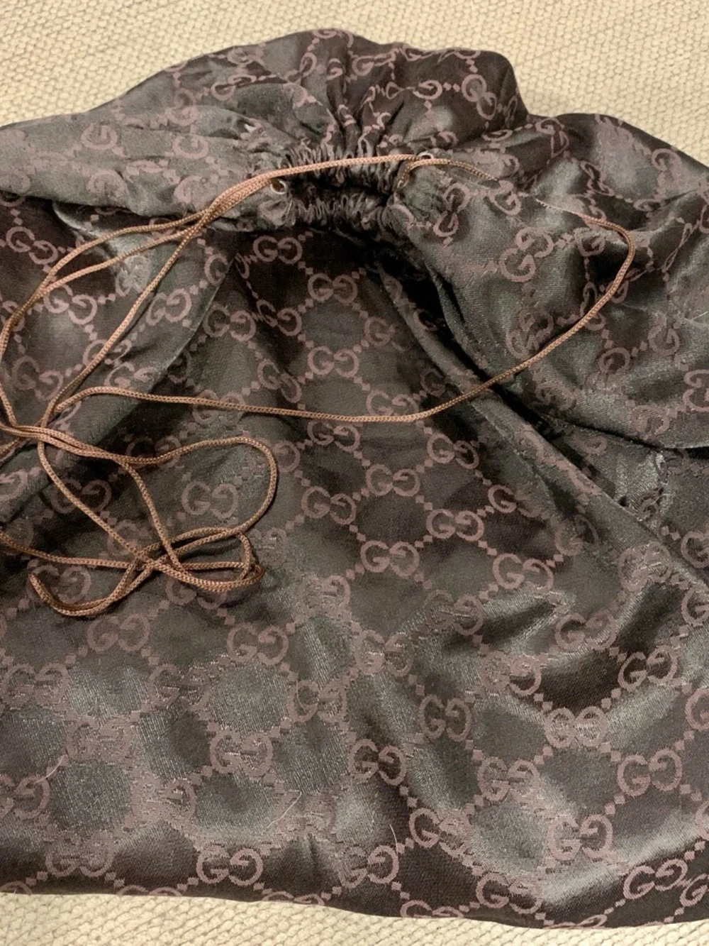 Vintage Gucci Large Soft, Black, Leather Tote with Front Zip Pockets.